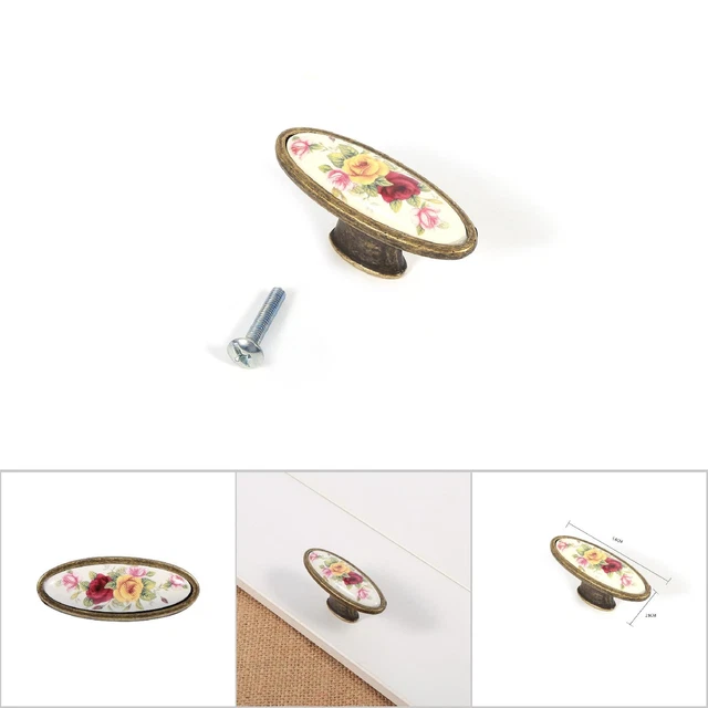 8# Flower Ceramic Bronze Diy Door Handles Cabinet Cupboard Drawer Knobs Pull War