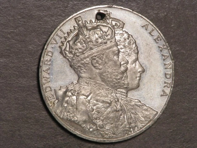 GREAT BRITAIN-MEDAL 1902 Edward VII Coronation 40mm  White Medal AU-UNC