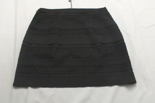 Mango Women's Embroidered Crochet Design Mini Skirt CG2 Black Small NWT