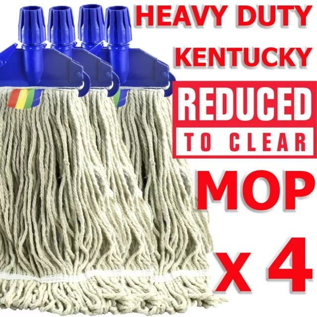 KENTUCKY 16oz 450G Heavy Duty Mop Heads Cotton Thick TWINE Set of 4