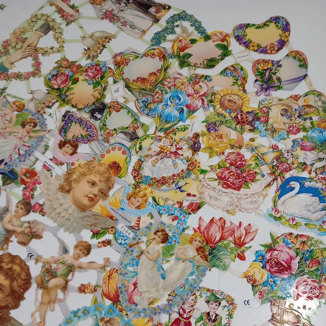 German Embossed Victorian Style Scrap Die Cut Lot of 4