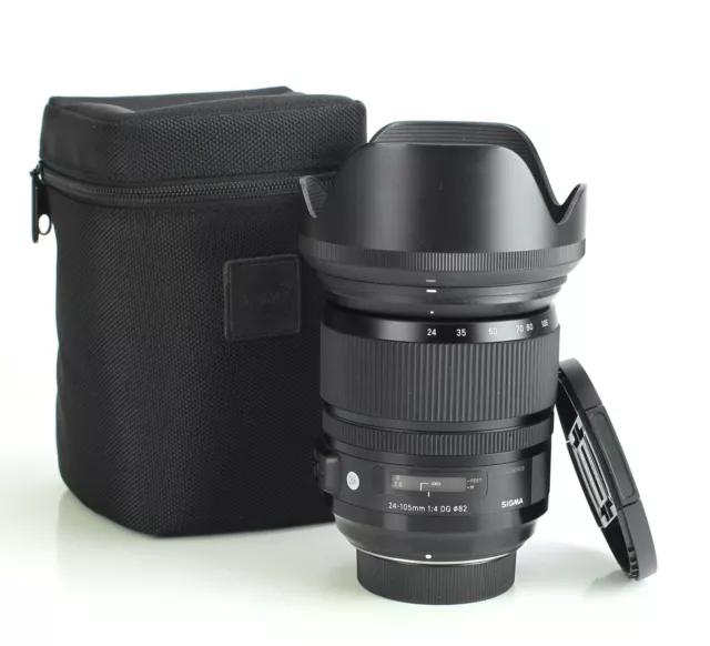 Sigma DG 24-105mm F4 OS HSM ART AF Zoom Lens Nikon Mount F&R Cap & Hood