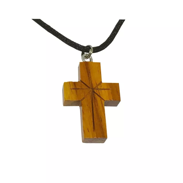 Hawaiian Jewelry Large Koa Wood Hand Carved Cross Pendant Necklace
