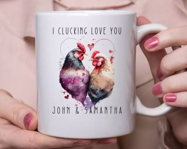 I Clucking Love You Chicken Couple Custom Name Mug Personalized Valentine Name