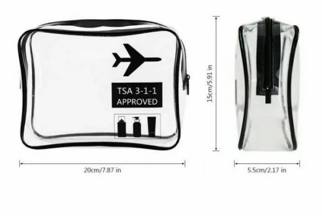 TSA Approved Waterproof Clear Cosmetic Toiletry PVC Travel Wash Makeup Pouch Bag 3