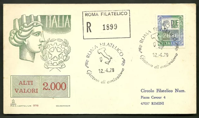 Italia Busta Raccomandata Capitolium Alti Valori 1979 Fdc Annullo Roma Viaggiata