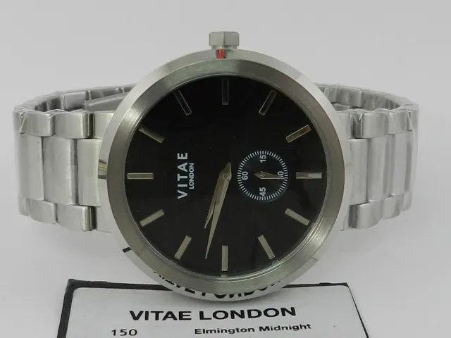 VITAE LONDON Men's Elmington Stainless Steel Bracelet Watch 44mm