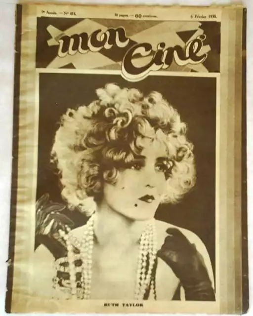 VINTAGE 1930 RUTH TAYLOR MAGAZINE COVER MON CINE nr. 416 - 1930