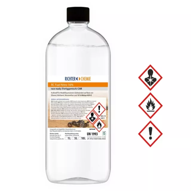 Bio Nitro Fire 16% 1L Kraftstoff Glühzünder Sprit RC Cars Treibstoff