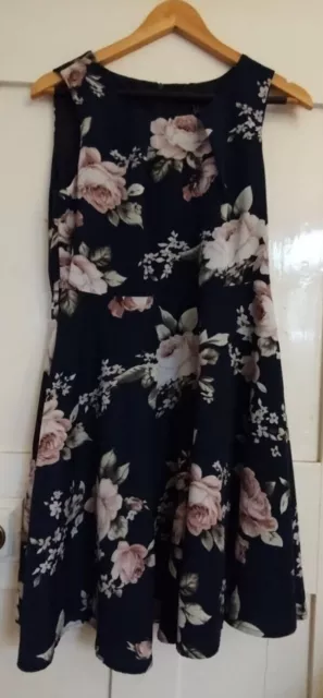 Mela Loves London Navy Floral Dress Size 12