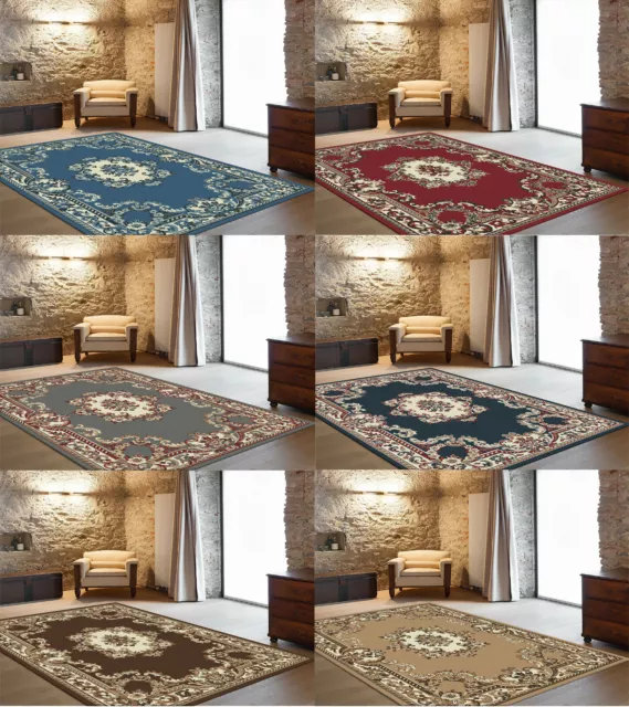 Modern Traditional Living Room Rug Large Small Bed Room Mat Hallway Runner UK