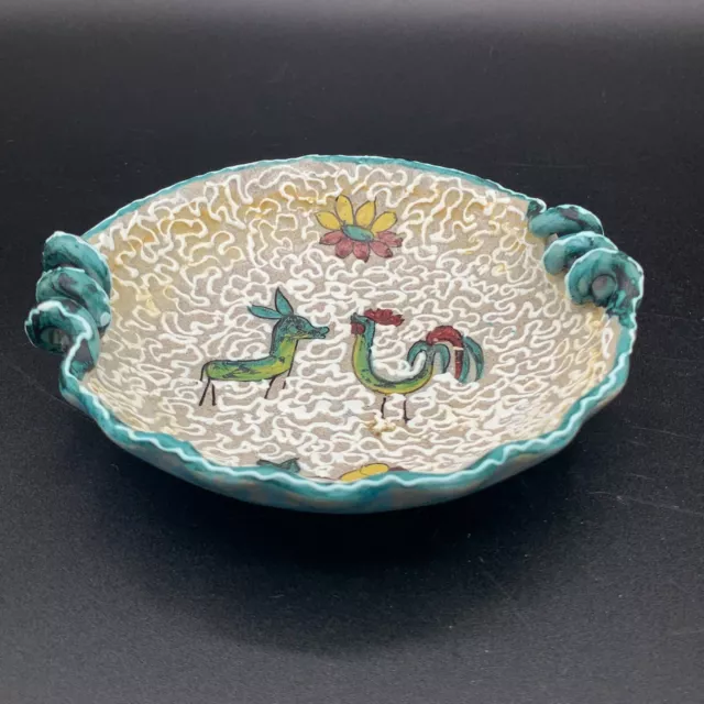 Vintage DERUTA Hand Painted Italian Art Pottery Dish Bowl Ashtray with Animals