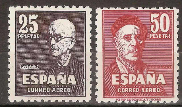 España 1947 Falla Y Zuloaga Edifil 1015/1016** Sin Fijasellos