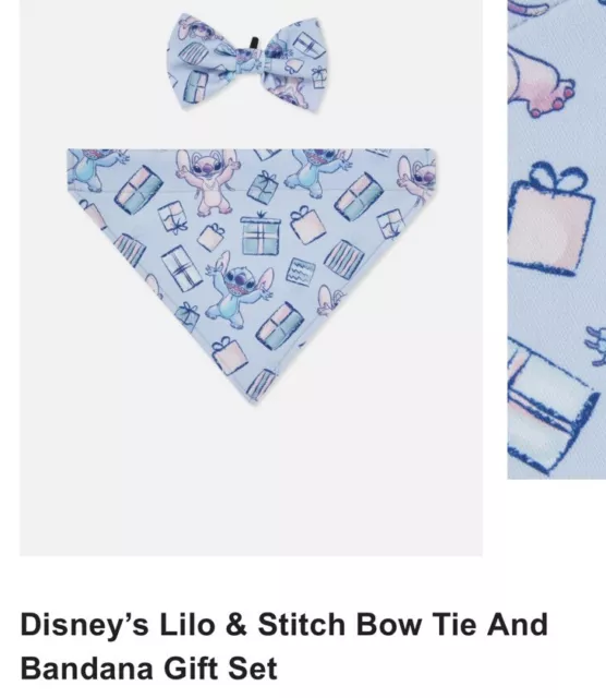 Primark Stitch Pet Dog bandana and bow tie new Christmas Angel Disney Size Med