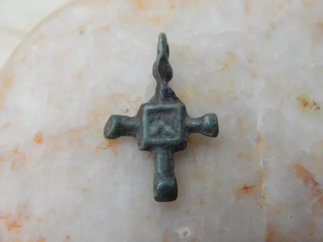 Ancient Bronze Cross Pendant 23x15 mm, Viking Age