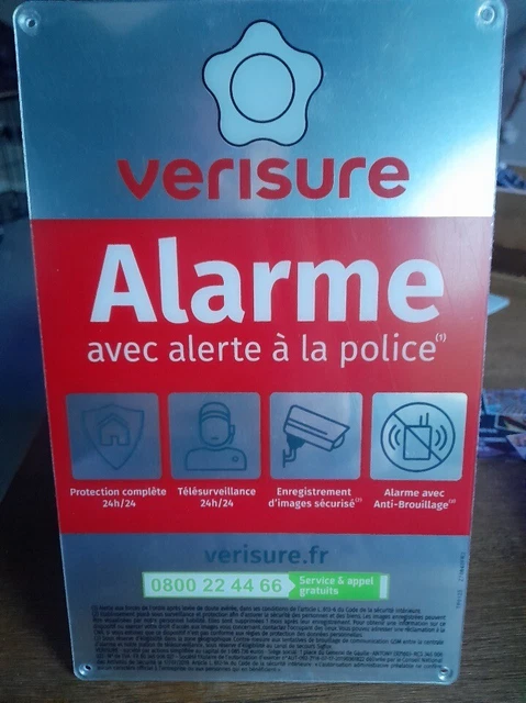 Plaque Dissuasive D'alarme Verisure 2025 - 15x24 Cm - Auto-adhésive Et étanche - Neuf Avec Sticker Offert