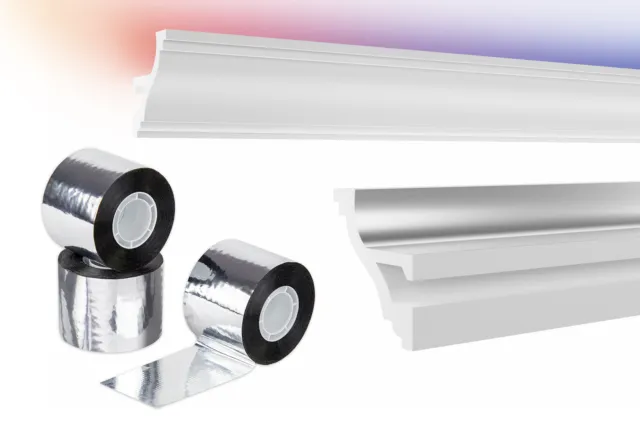 50 m cinta de aluminio 50 mm autoadhesiva LED listones de estuco listones de poliestireno cinta de aluminio