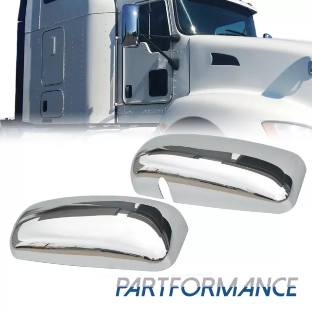 Pair Chrome Door Mirror Cover For Kenworth T660 T600 T370 T270 T800 LH & RH Side