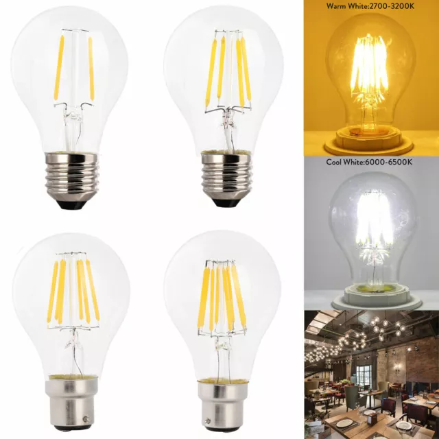 LED Filament Bulb E27 B22 Retro Edison Lamp A60 Vintage Candle Light 220V RLM51