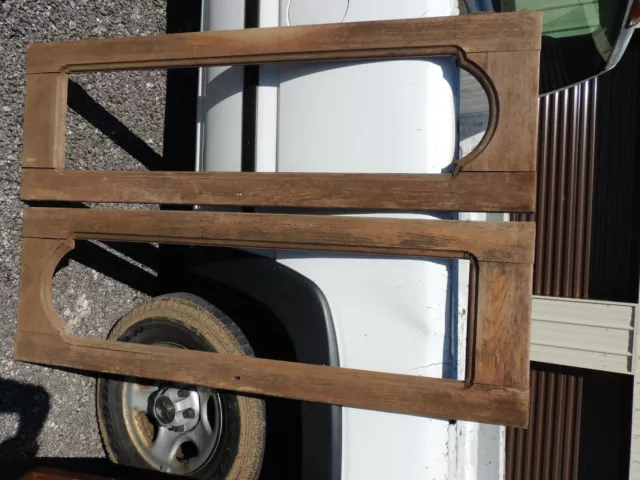 Pair Of Antique Vintage Old Wood Cabinet Doors, missing glass, 18 1/2" - 57 1/2"