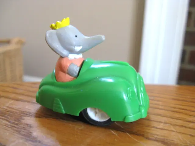Arby's Babar Elephant Series Celeste In a Green Car Toy by L. de Brunhoff 1992