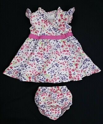 Baby Girls Clothes JO JO MAMAN Floral Cotton Dress & Knickers Set 0-3 Months VGC