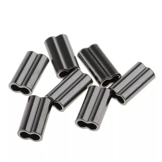 100pcs Mini Double Barrel Copper Sleeves for Mono Steel Wire Crimps Fix Tube