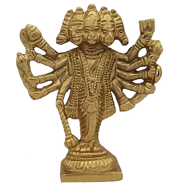 BRASS PANCHMUKHI HANUMAN Idol Murti Idols God Statue for Home Puja 18.