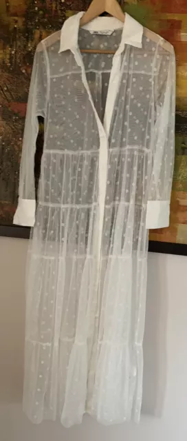 Zara white polka deals dot tulle dress