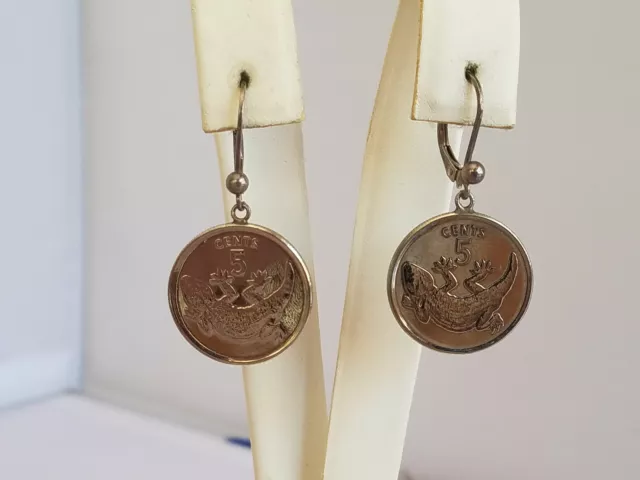 Jacmel Mauritius JCM Sterling Silver Kiribati Island 5 Cent Coin Earrings