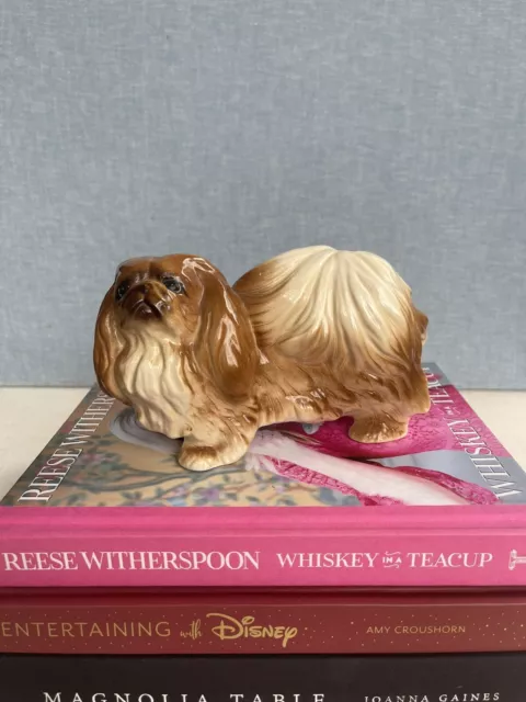 Vintage Pekingese Dog Figurine Ceramic Glazed Coopercraft England Hand Painted