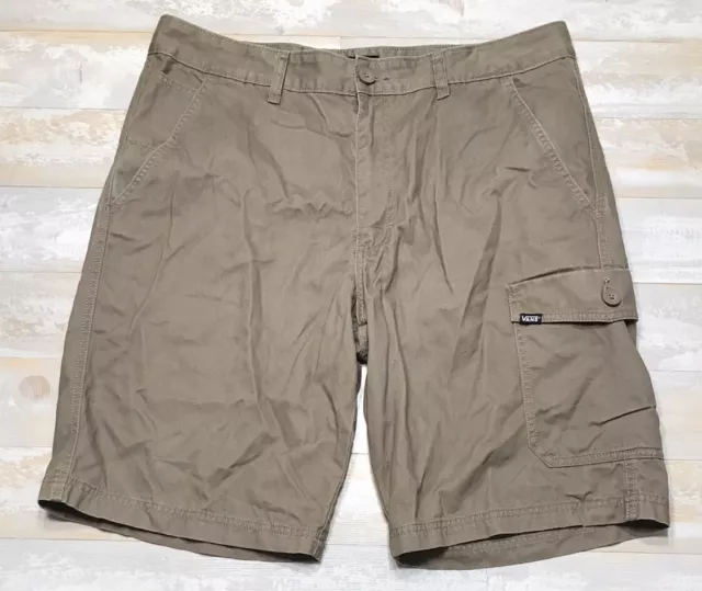 VANS Mens Shorts Cargo Skater Chino Sz 34 Khaki Off The Wall Casual Pockets EUC