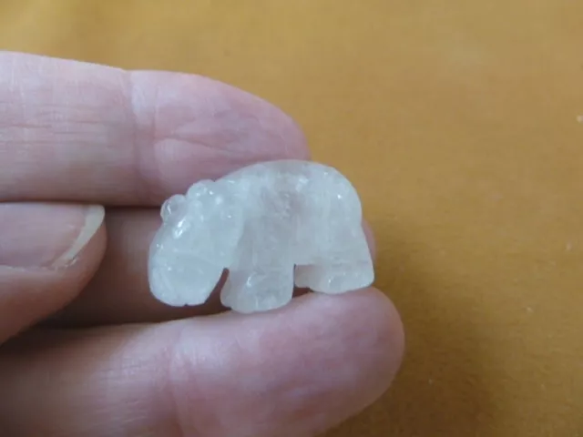 (Y-HIP-507) 1" White Quartz HIPPO Hippopotamus stone Gemstone carving hippos