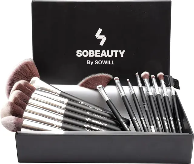 SOBEAUTY by  Set 15 Pennelli Trucco Professionale Make up Setole Vegan Maquillag