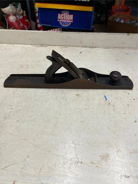 vtg antique Stanley No. 607 bedrock corrugated bottom wood handled plane 2