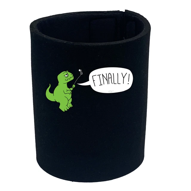 Trex Finally selfie dinosauro bottiglia divertente stubbie novità regalo porta stubby