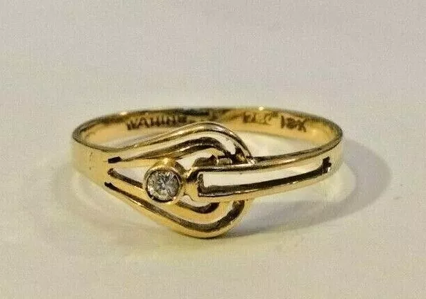 Antique Vintage Diamond Ring 750 Yellow Gold 18 Carat 18k Size US 6/UK M 1.40g