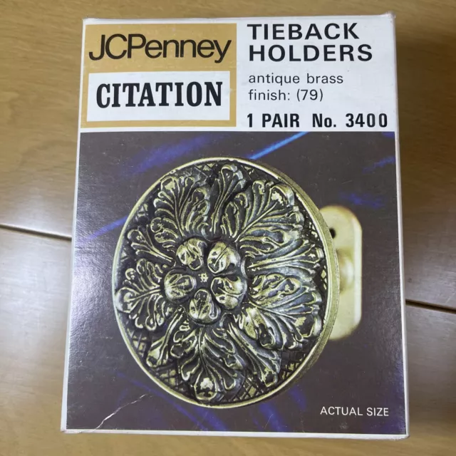 Vintage Tie back Holders Brass J C Penny Curtains Hollywood Regency Citation