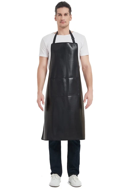 Black Waterproof Apron, Heavy Duty Work Apron, Artificial Leather Ap...