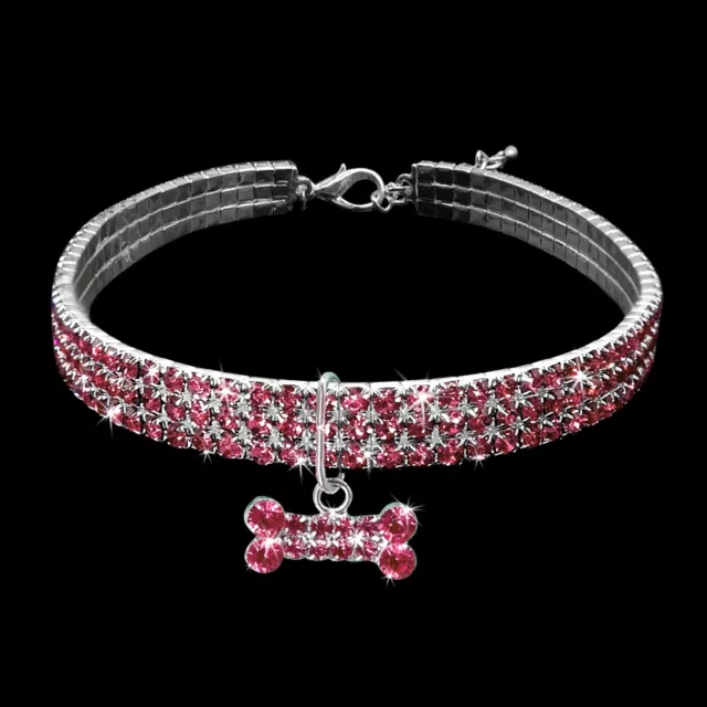 Crystal Dog Necklace Collar Rhinestone Bling Puppy Diamond Pet Pendant Chain Cat