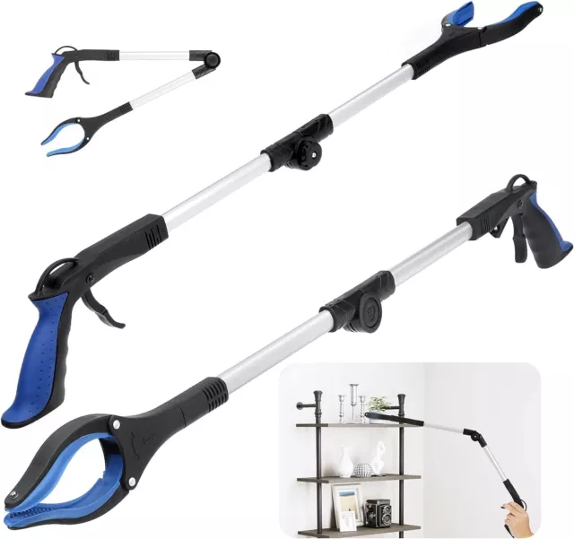 2x Long Reach Grabber Reacher Litter Picker Helping Hand Held Pick Up Tool 81cm