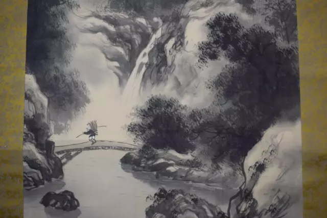 Tinte Malerei Mountain Stream Japanische Aufhängbare Scroll Kakejiku Asiatische