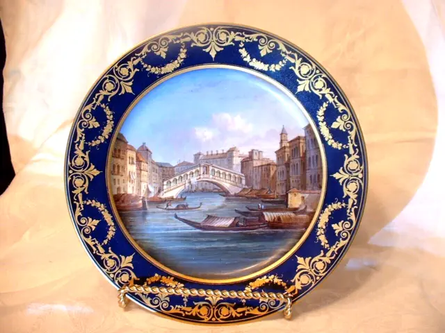 Superb 19ThC Painting on Porcelain of Realto Bridge Grand Canal Venice