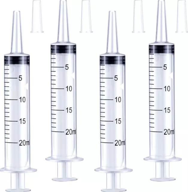 4 Pack 20ml Plastic Syringe, Large Syringes Without Needle for Scientific