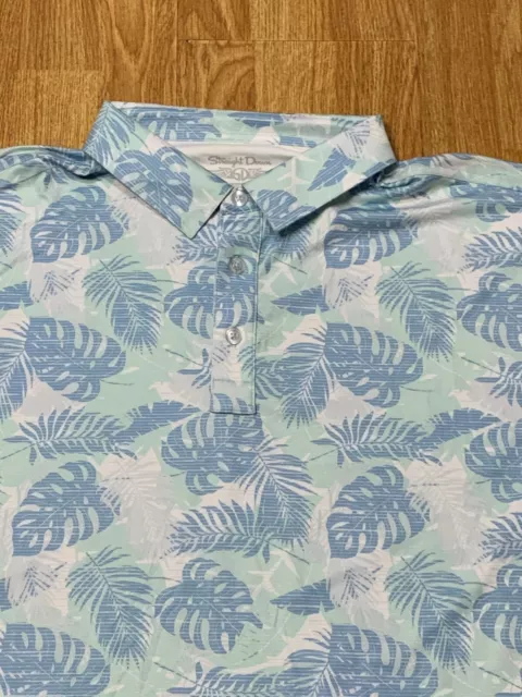 STRAIGHT DOWN POLO Shirt Men’s 2XL Blue Beach Floral Hawaiian Golf ...