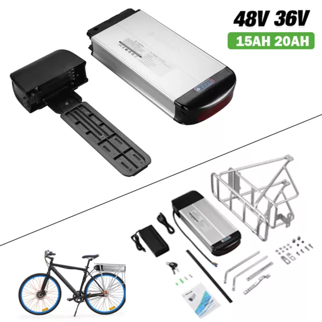 Batteria e-bike 36V 20Ah 48V 15Ah bicicletta agli ioni di litio batteria rack posteriore con caricabatterie