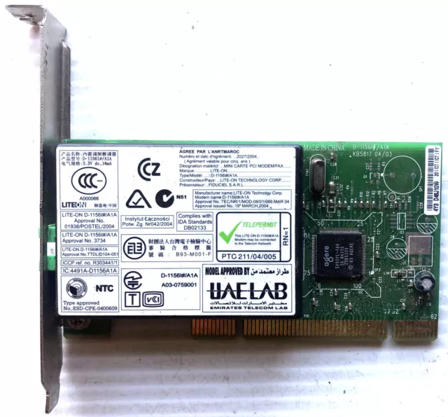 Lite-On D-1156 / HP 5187-5208 RJ11 56k PCI Dial-Up Modem