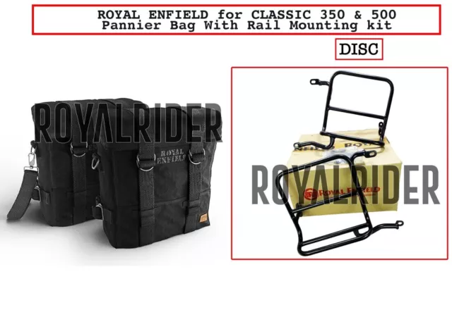Sacoche de selle Royal Enfield, noire et assemblage de disque pour Classic...