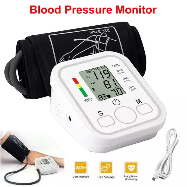 Digital Blutdruckmessgerät Oberarm LCD Blutdruck Monitor Automatische Pulsmesser