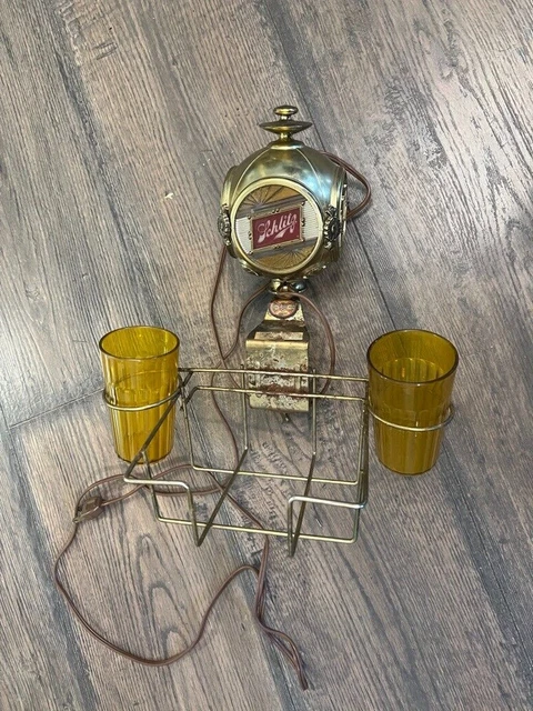 Vintage SCHLITZ BEER LIGHTED BAR NAPKIN CADDY WITH CUPS!!! READ